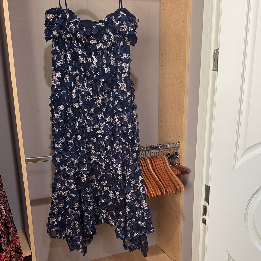 Xscape Midnight Blue Lace Dress
